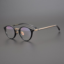 日本进口板材 超轻圆框近视眼镜框手工眼镜架男女gms819纯钛高端