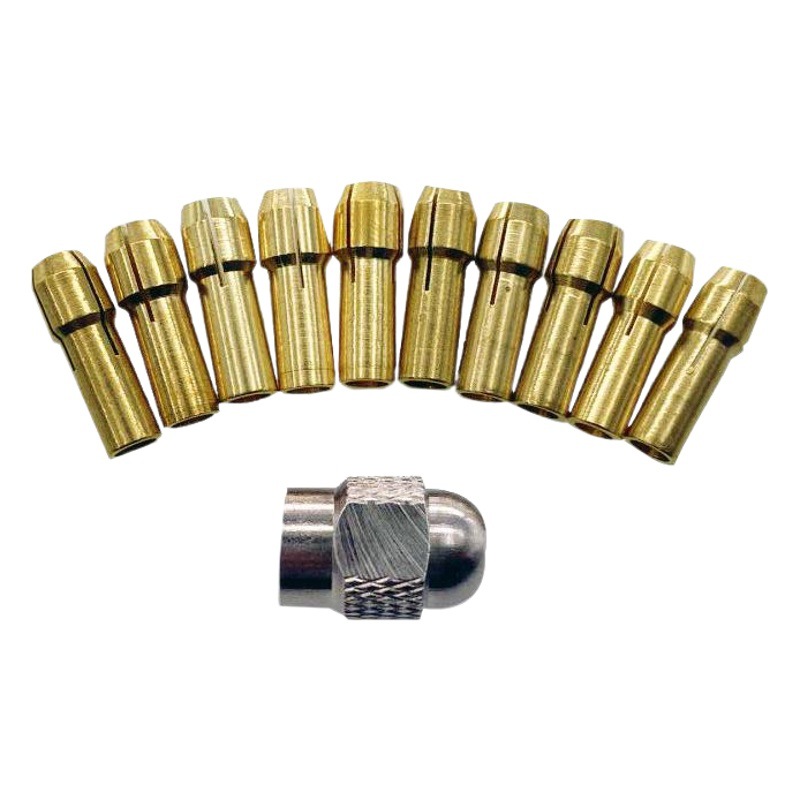 11 piezas de latón Chuck taladro eléctrico en miniatura taladro autoapriete Chuck pin fábrica eléctrica de molienda sándwich de cobre pequeño motor Herramienta Accesorios