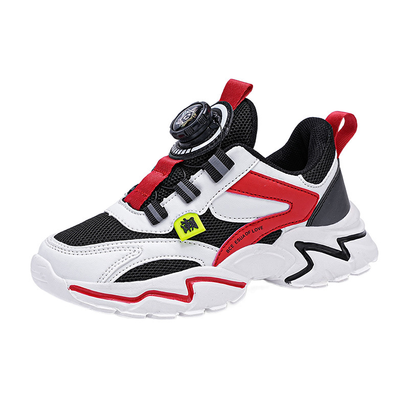 Zapatos para niños 2024 primavera malla transpirable nuevo estilo zapatos deportivos para niños medianos y grandes zapatos deportivos para niños con hebilla giratoria para niños marea