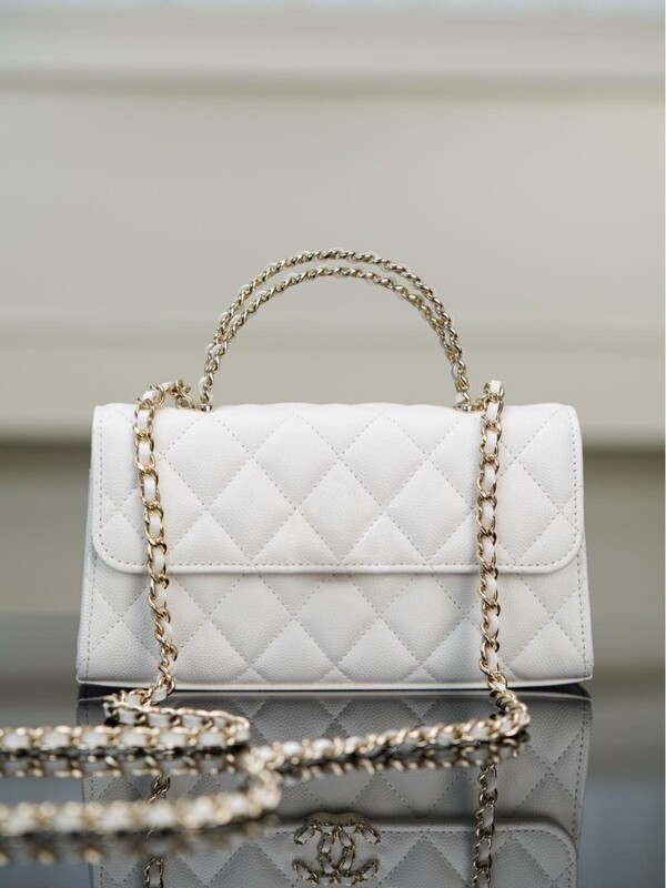 25S New Caviar Cowhide Kelly Handle Bag Cross Handle Quilted Chain Bag Crossbody Small Waste Bag