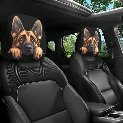 pullover printed car headrest cover, TEMU, Universal seat cover - german-shepherd-double-sided-printing-1-piece