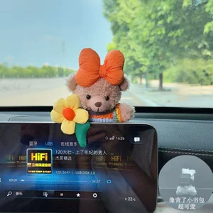 Cute pet ETC holder without card slot, doll for car dashboard screen, creative car interior decoration accessory