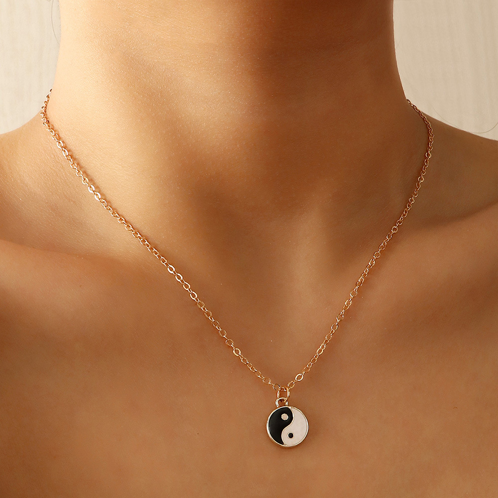 simple Yin Yang Tai Chi oil drop earrings color gossip necklace