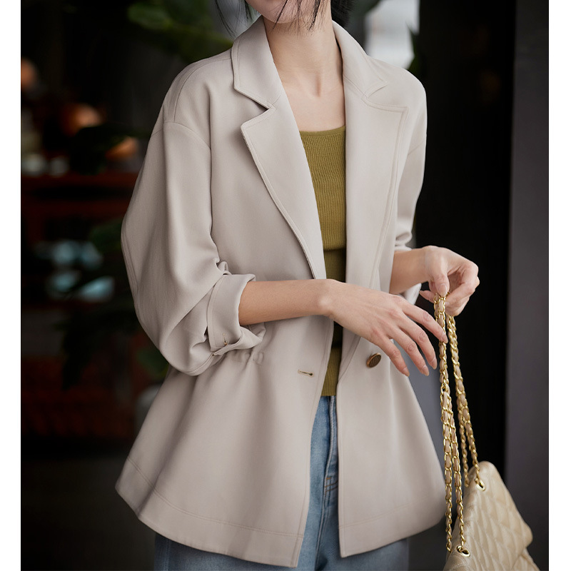 飒帅气场 质感醋酸风衣 2025春秋新款女装 高级感七分袖短款外套