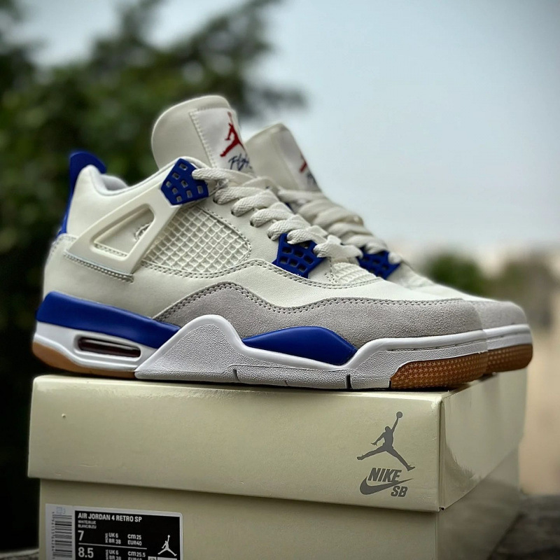 莆田靴工場卸売会社レベル AJ4 電気メッキグレーミリタリーグリーングレーウサギジョー 4 クロスボーダースポーツ男性と女性のブルーシューズ|undefined