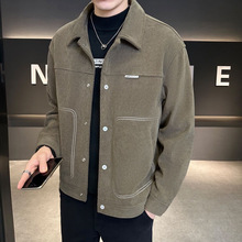 2023新款秋冬夹克男潮牌高级感帅气翻领男装百搭外套男士上衣