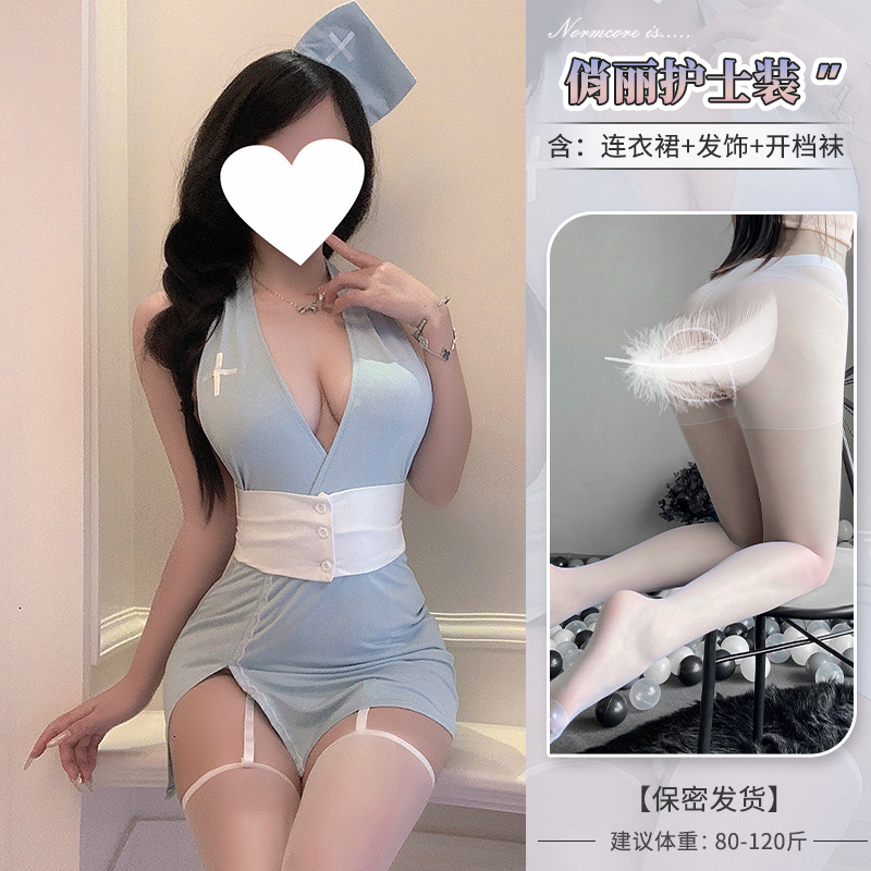 ◆ 달콤한 산소 간호사 ◆ 파란색+흰색+오픈 양말