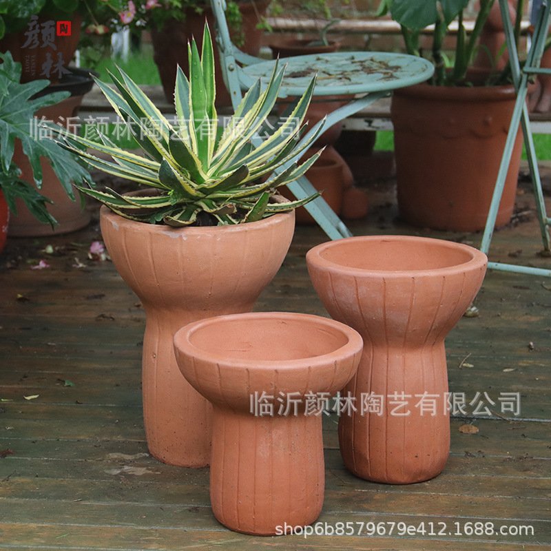 Creativo americano exportar maceta de cerámica roja maceta de cerámica maceta de terraza maceta de terraza jardín maceta de plantación ventilada