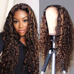 Exotic Natural Style European and American Wigs, Middle Part, Pipe Wrapped, African Small Curls, Rose Net, Long Wavy Wigs for Women
