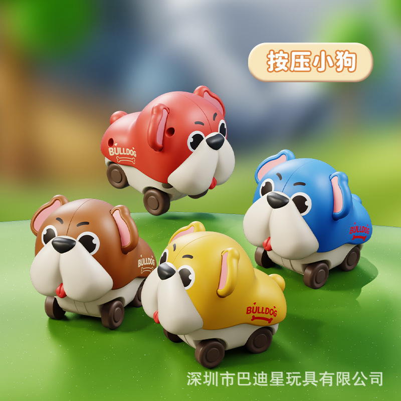 Exportación transfronteriza de dibujos animados para niños con forma de coches de inercia de compresión conejo cerdo perro león animal coche de juguete