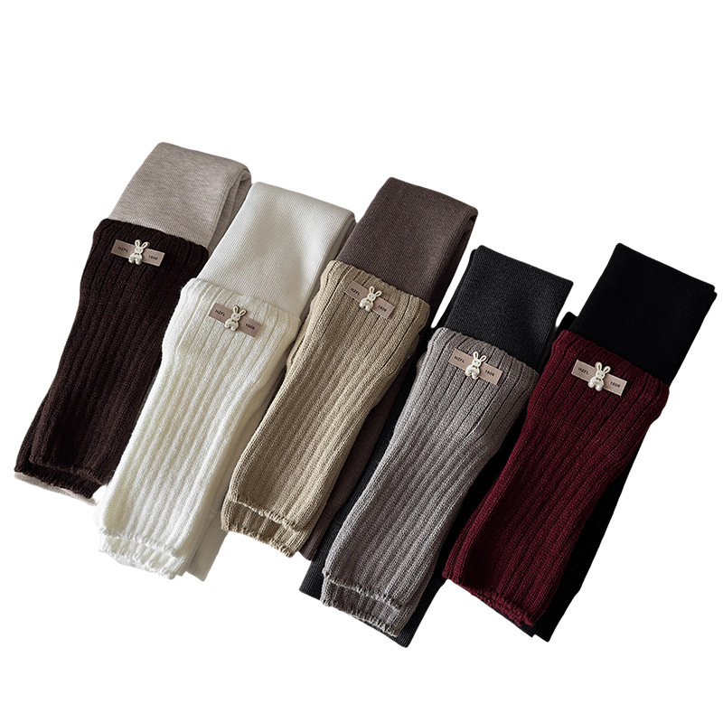 Thickened baby pants for autumn and winter, fleece-lined, girls' lamb wool leggings, patchwork tights, windproof pantyhose socks.