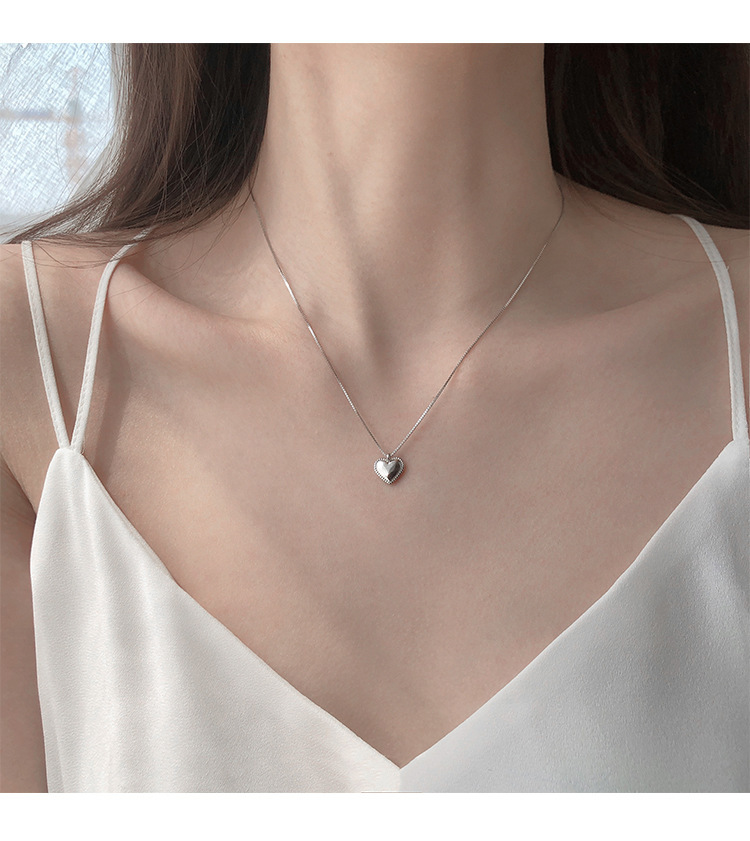 box chain Chain Type 925 Sterling Silver Box Chain Heart Shape Pendant Necklace