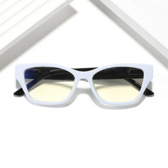 時尚小框雙拼色女防藍光眼鏡 百搭個性歐美閱讀平光女士平光鏡