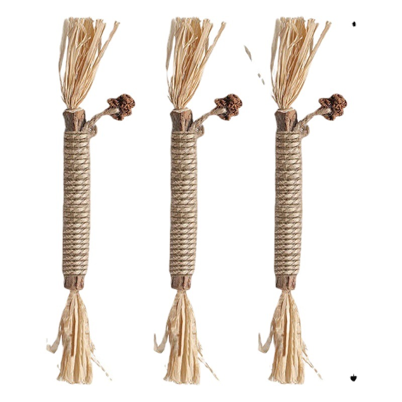 Haqi nuevo juguete para gatos Polygonum multiflorum bilium fruta rafia mordedor palo para mascotas auto-Hola mordedura de juguete para gatos
