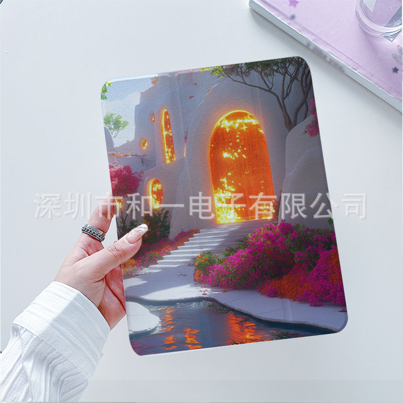 Apple iPad用のペンスロット付きクマの絵カスタマイズされた3つ折り360度回転タブレット保護カバー、スリープウェイクアップ付き|undefined