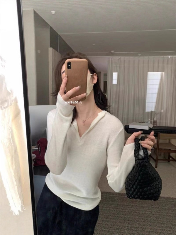 针织毛衣百搭新款拉链外套开衫立领长袖修身针织上衣女春秋打底衫|undefined