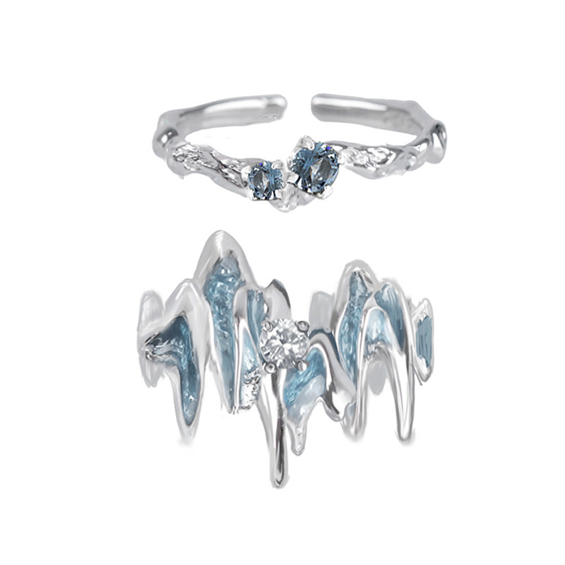 Glacier Blue Open For Women, Niche Design, Trendy Cool, Fashionable And Simple, Personalized Couple S, Index Finger_voghion.com
