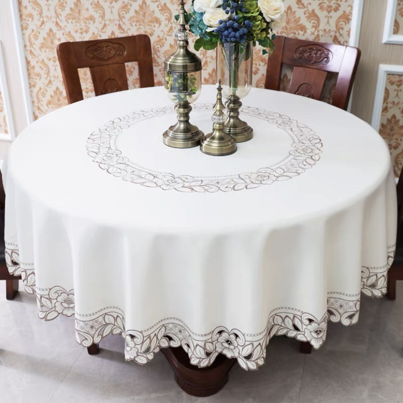 Round Tablecloth Fabric Cross-Border Hot Selling European Style Large Round Table Tablecloth Home Hotel Round Embroidered Tablecloth Wholesale