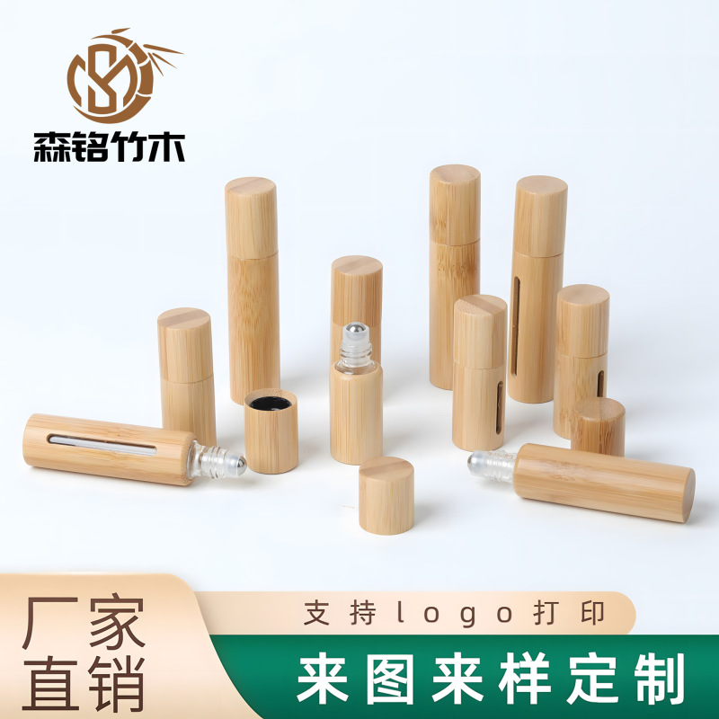 竹製ローラーボトル 香水精油ボトル ロールオン分注ボトル 3ml5ml10ml 竹蓋付き 全竹製ローラーボトル|undefined
