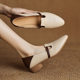 New Style Soft Leather Vintage Pointed Single-layer Shoes with Soft Sole for Women French Style Western Style Leather Shoes Color-matching Lightweight Low Heel Moms Shoes with Soft Sole