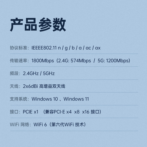 [ New Product] WiFi6 wireless network card Gigabit 5G dual-band AX1800M desktop computer Bluetooth 5.2