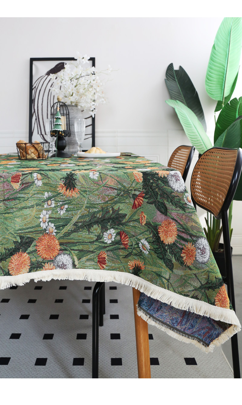 Schöne Elemente American Fresh rechteckige Tischdecke Jacquard Retro grün Stoff Tischdecke Abdeckung_voghion.com