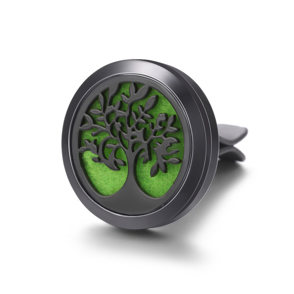 pistola de acero inoxidable negro hueco coche ventilación abrazadera de automóvil perfume árbol de vida automóvil perfume caja de difusión de perfume