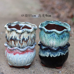 Wholesale succulent flower pots, ceramic large diameter coarse pottery platter, large flower pot, Yixing purple clay succulent small flower pot, ceramic 