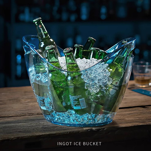Acrylic oblique mouth ingot ice bucket bar anti-fall pc champagne KTV with handle ice bucket transparent plastic ice bucket