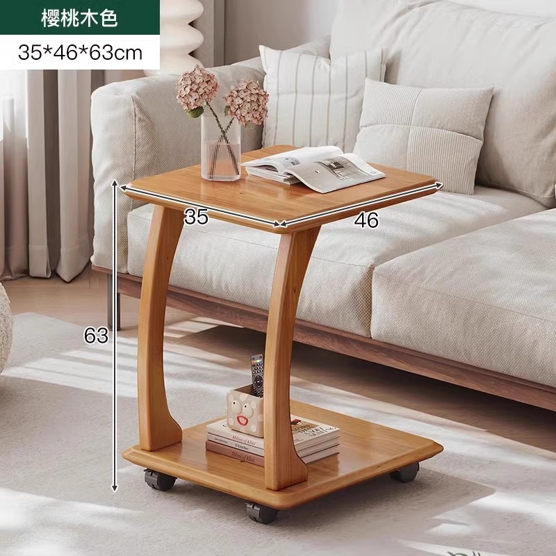 Mesa de cabecera de madera sólida dormitorio doméstico pequeño estante de cama ultra estrecho creativo de hendidura móvil gabinete pequeño carro