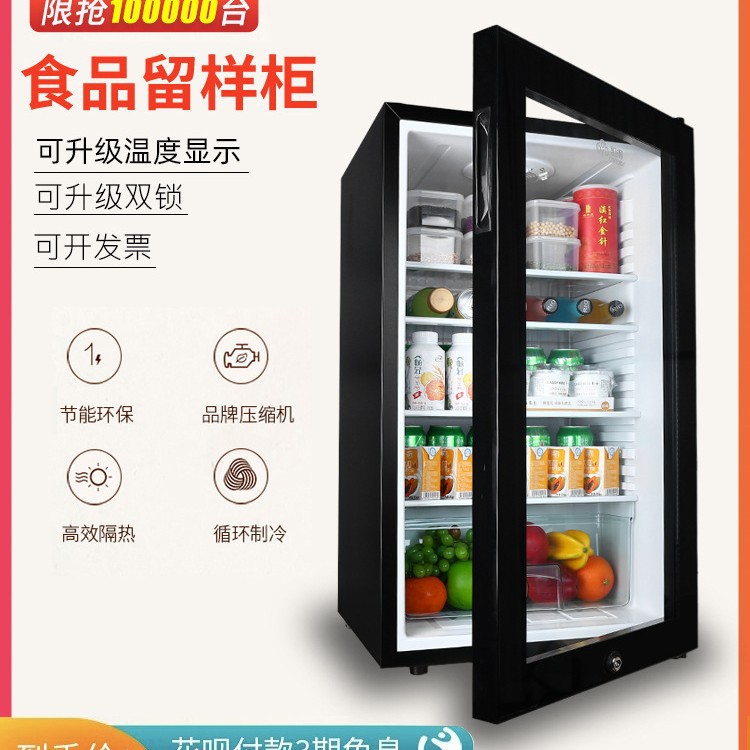 幼儿园食品留样柜饮料冷柜小冰箱小型家用商用冷藏保鲜展示柜带锁