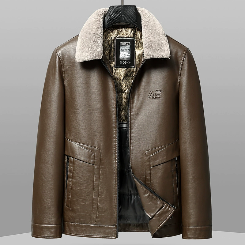 Белая утка бархатная кожаная кожаная куртка мужская кожаная куртка деловая теплая лацкана