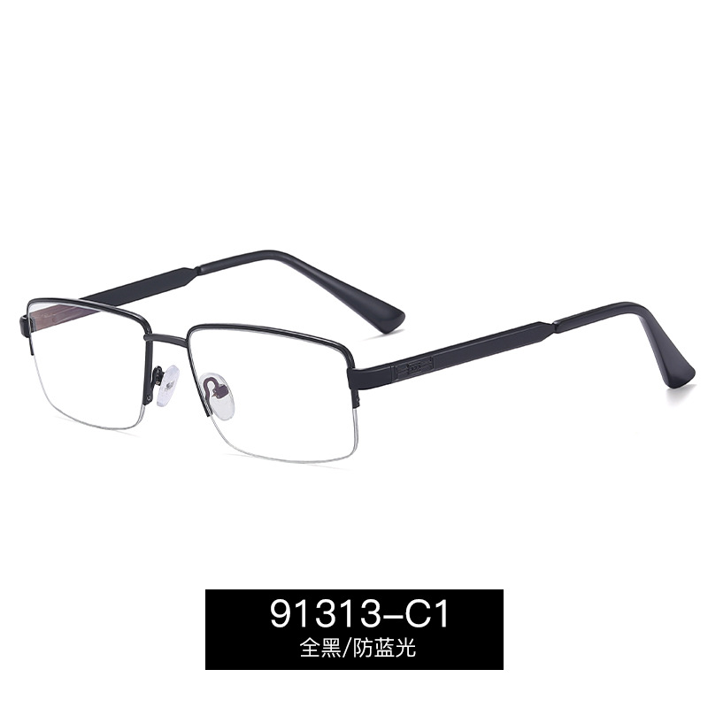 91313 nueva moda gafas de luz marco de metal medio marco gafas marco anti-azul gafas de luz con gafas de miopía para hombres