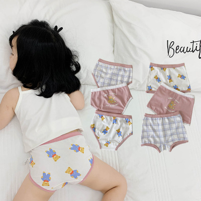 children Underwear pure cotton Flat angle Underwear Cartoon Little Girl shorts Little Bear triangle girl Underwear baby Underwear