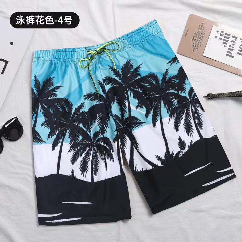 New Fashion Printed 5-point Long Beach Pants Professional Swimming Trunks Men's Plus Fertilizer Plus Quick-drying Five-point Pants Factory