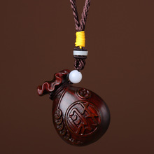 紫檀木雕钱袋子手把件实木雕刻貔貅随身吊坠工艺品木质礼品文玩