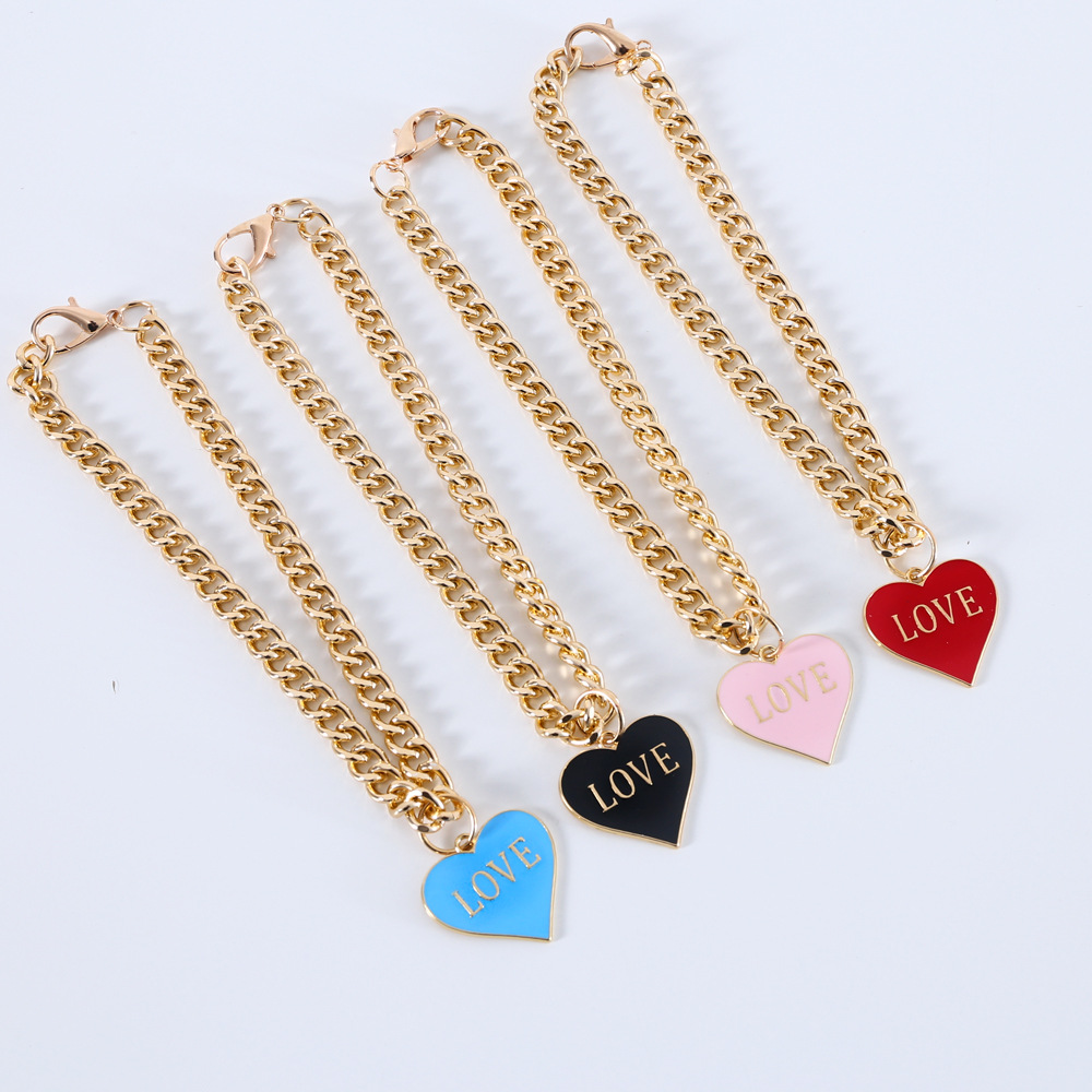 Pet Metal Love Colgante de color gato perro collar de oro comercio exterior accesorios de cumpleaños