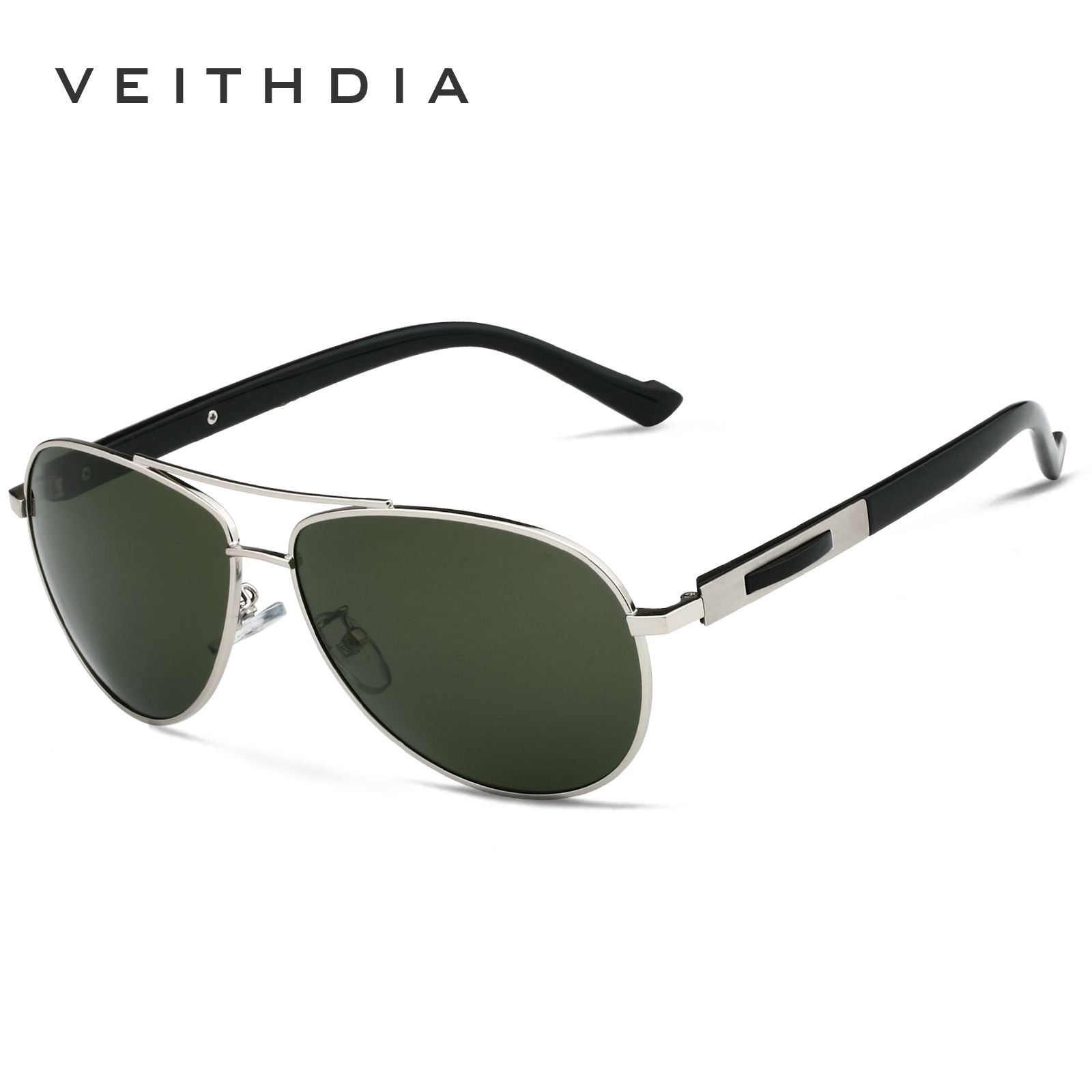 Hombres interior recubierto gafas de sol polarizadas Rana espejo marco Acero inoxidable 3250