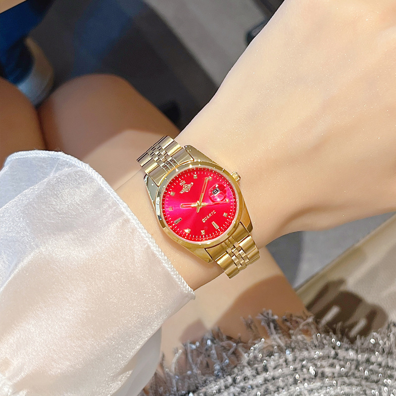 Senmi Classic Calendar Steel Band Watch, Fashionable Small Dial, Iceberry Pink and White Moonlight, Cross-Border Foreign Trade Live Broadcast Hot Item