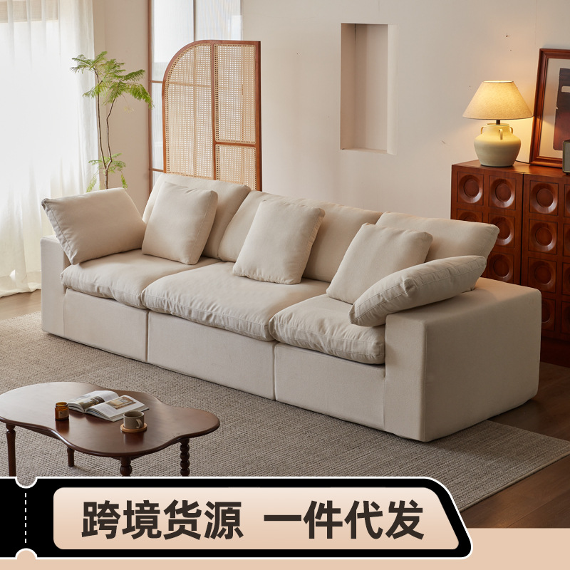 Viento tranquilo italiano simple comercio exterior sofá transfronterizo compresión sin hueso esponja tela de lana enrollada en línea sofá sala de estar