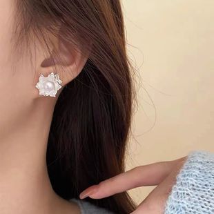 S925 Silver Freshwater Pearl Jasmine Earrings for Women Niche High-End Ins Elegant Earrings Birthday Valentine's Day Gift