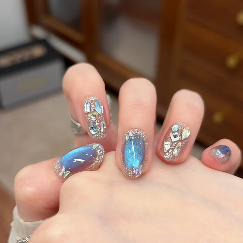 【Glacier Diamond】Purely Handmade Wearable Nails, High-End Luxury, 10-Piece Handmade Nail Art Set 【Glacier Diamond】Purely Handmade Wearable Nails, High-End Luxury, 10-Piece Handmade Nail Art Set