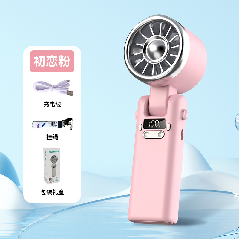 Nuevo ventilador de mano de alta velocidad al aire libre con pantalla digital plegable mini gran ventilador de turbina eólica ventilador de cuello