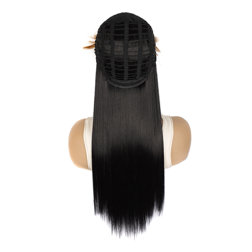 Sentetik peruk Renkli kimyasal elyaf Siyah kademeli koyu yeşil düzgün patlama Buğulanmış rulolar kısa saç peruk kafa kapağı_voghion.com