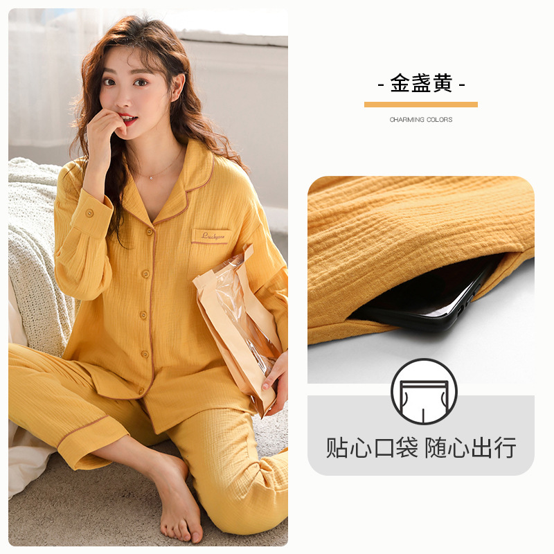 Pijamas de las mujeres de primavera y verano de manga larga 100% algodón de primavera y otoño delgada primavera desgaste del hogar de Las Mujeres