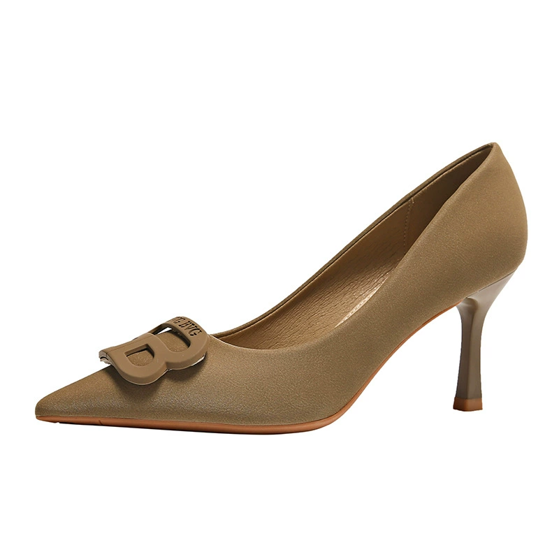 Nude metal shoes high heels, footwear, french style, genuine leather, 2025 years