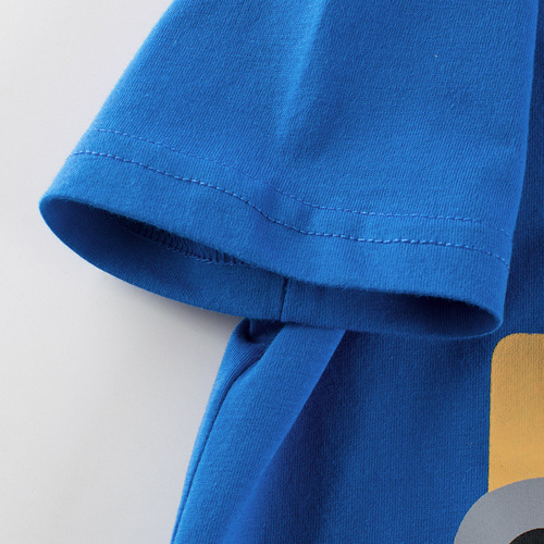 27kids Korean style children's clothing children's short-sleeved T-shirt cartoon excavator 2024 summer new baby clothes wholesale