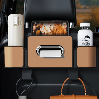 Car cup holder/beverage holder | Hanging Storage, Car Seat Back - brown-non-cartoon-4th-generation-seat-storage-box