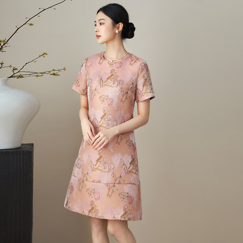 Đầm suông nữ midi mùa hè tay ngắn — 2415306 - Đen chi tiết 5