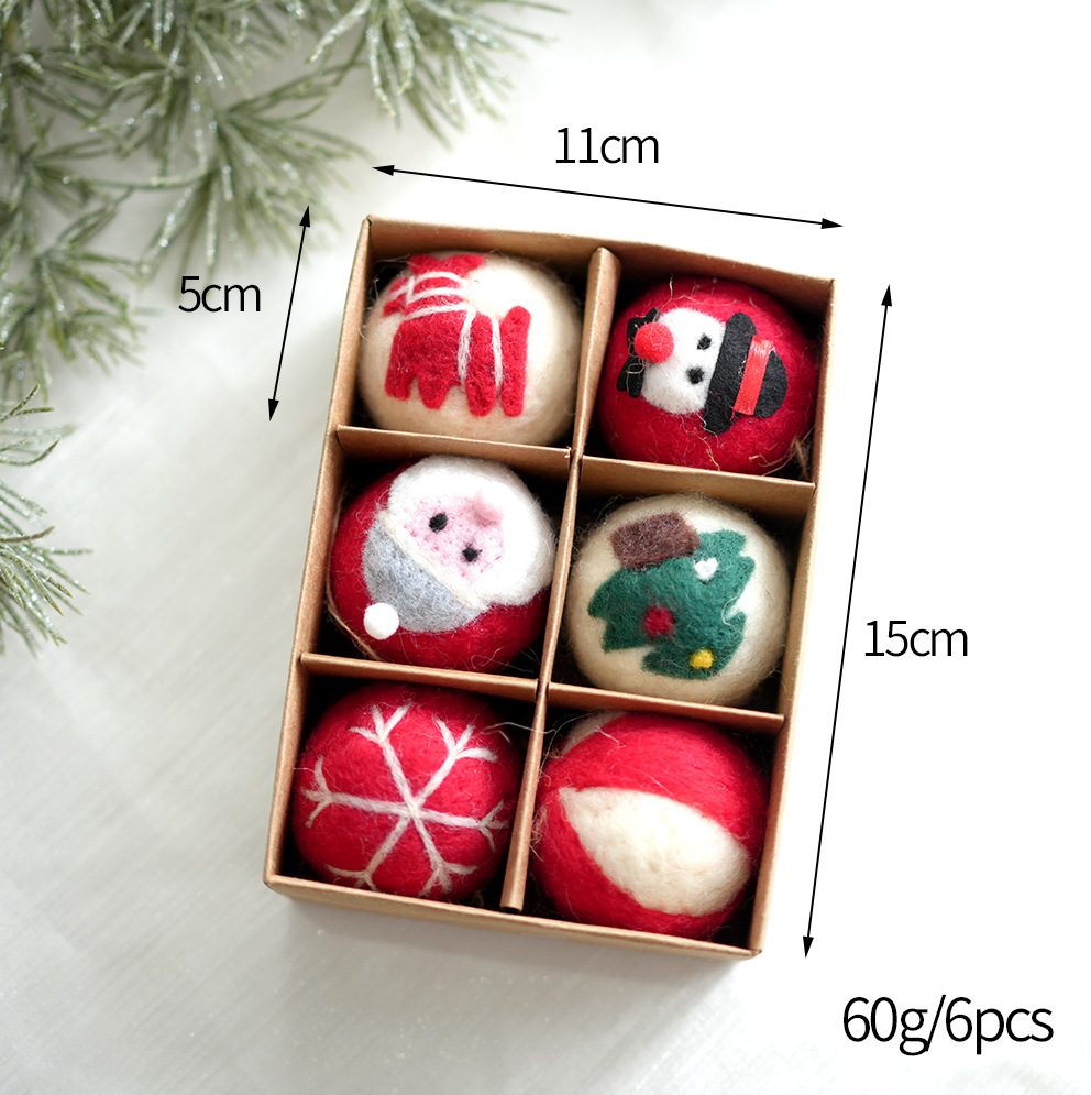 Bola de lana caja decorativa BOLA DE Navidad patrón de dibujos animados árbol de Navidad colgante Regalo De vacaciones decoración de la ventana color mezclado